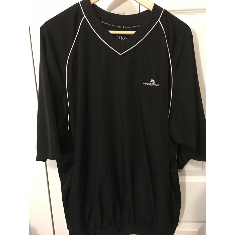 FOOTJOY Men’s Sz L, Black Pullover w Zipper Pockets, Jacket, Grande Pines‎
